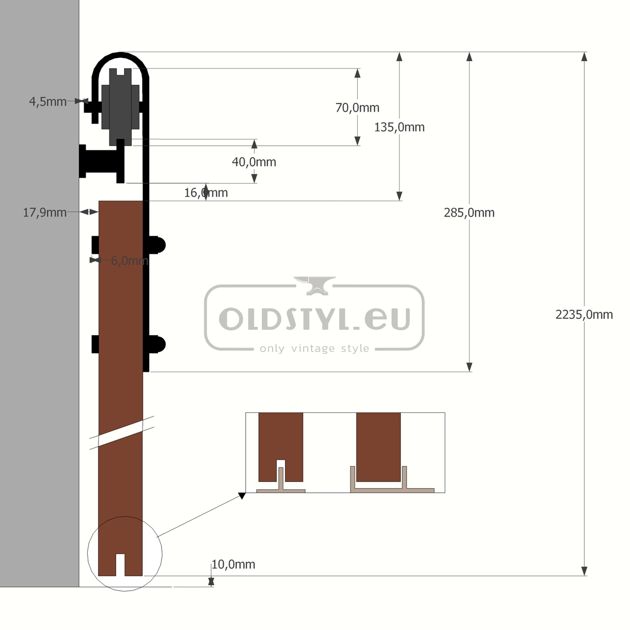 technical drawing door guide krawat overview scheme door guide krawat